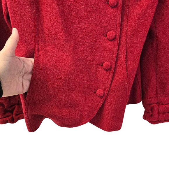 Beyond Threads Alpaca & Wool Blend Ruffle Trim Asymmetrical Button Jacket Size S - Picture 6 of 7